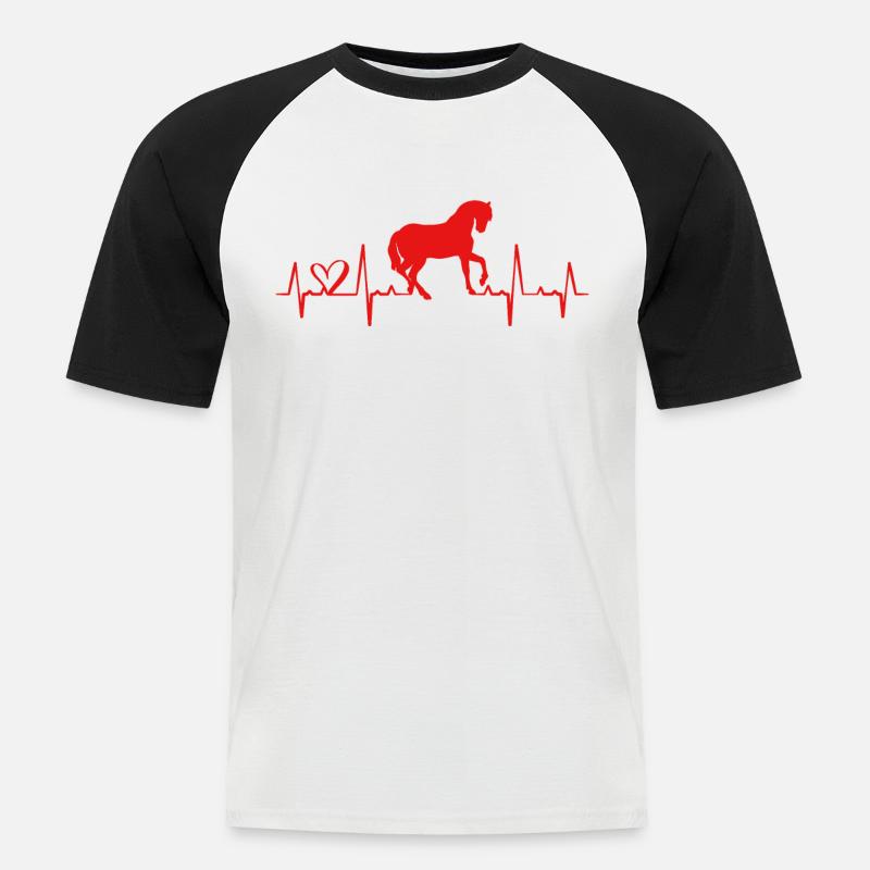 Pferde - Männer Baseball-T-Shirt - Weiß/Schwarz