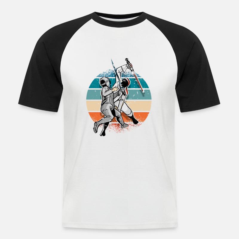Fechten - Männer Baseball-T-Shirt - Weiß/Schwarz