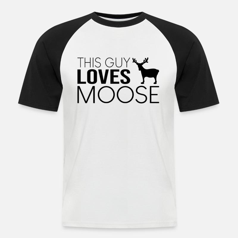 This guy likes moose - Men's Baseball T-Shirt - white/black