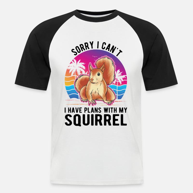 Eichhörnchen Geschenk Squirrel Grauhörnchen - Männer Baseball-T-Shirt - Weiß/Schwarz