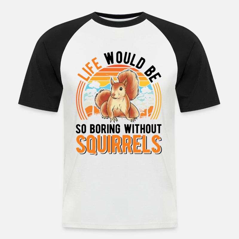 Eichhörnchen Geschenk Squirrel Grauhörnchen - Männer Baseball-T-Shirt - Weiß/Schwarz