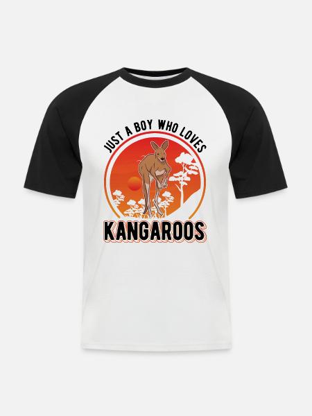 Australian Kangaroo Young Kangaroo - Men's Baseball T-Shirt - white/black