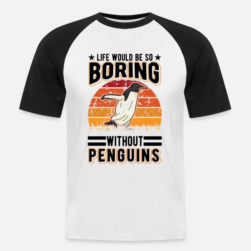 Pinguin Geschenk Penguin - Männer Baseball-T-Shirt - Weiß/Schwarz