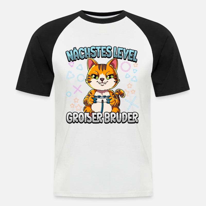 Nächstes Level Großer Bruder - Männer Baseball-T-Shirt - Weiß/Schwarz