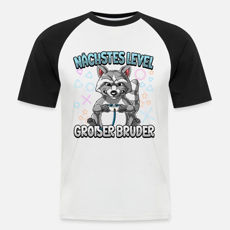Nächstes Level Großer Bruder - Männer Baseball-T-Shirt - Weiß/Schwarz