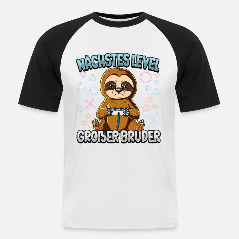 Nächstes Level Großer Bruder - Männer Baseball-T-Shirt - Weiß/Schwarz