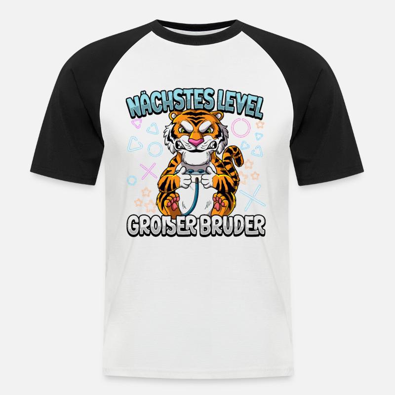Nächstes Level Großer Bruder - Männer Baseball-T-Shirt - Weiß/Schwarz