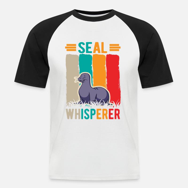 Seal Whisperer Seelöwen Flüsterer Robbe - Männer Baseball-T-Shirt - Weiß/Schwarz