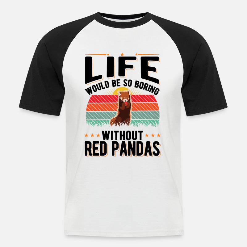 Roter Panda Geschenk - Männer Baseball-T-Shirt - Weiß/Schwarz