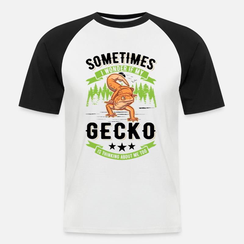 Gecko Geschenk Leopardgecko - Männer Baseball-T-Shirt - Weiß/Schwarz
