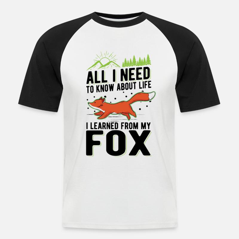 Fuchs Geschenk Rotfuchs - Männer Baseball-T-Shirt - Weiß/Schwarz