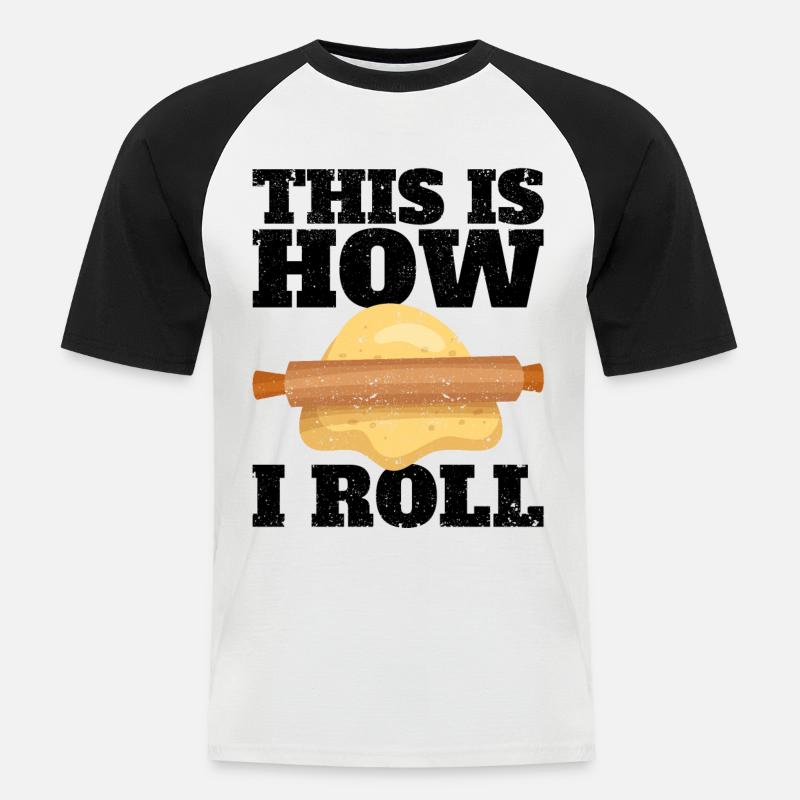 Lustiger Brotbacken-Bäcker - Männer Baseball-T-Shirt - Weiß/Schwarz