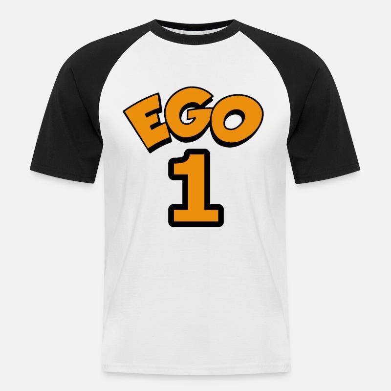 Ego 1 egoistic Nummber eins - Männer Baseball-T-Shirt - Weiß/Schwarz