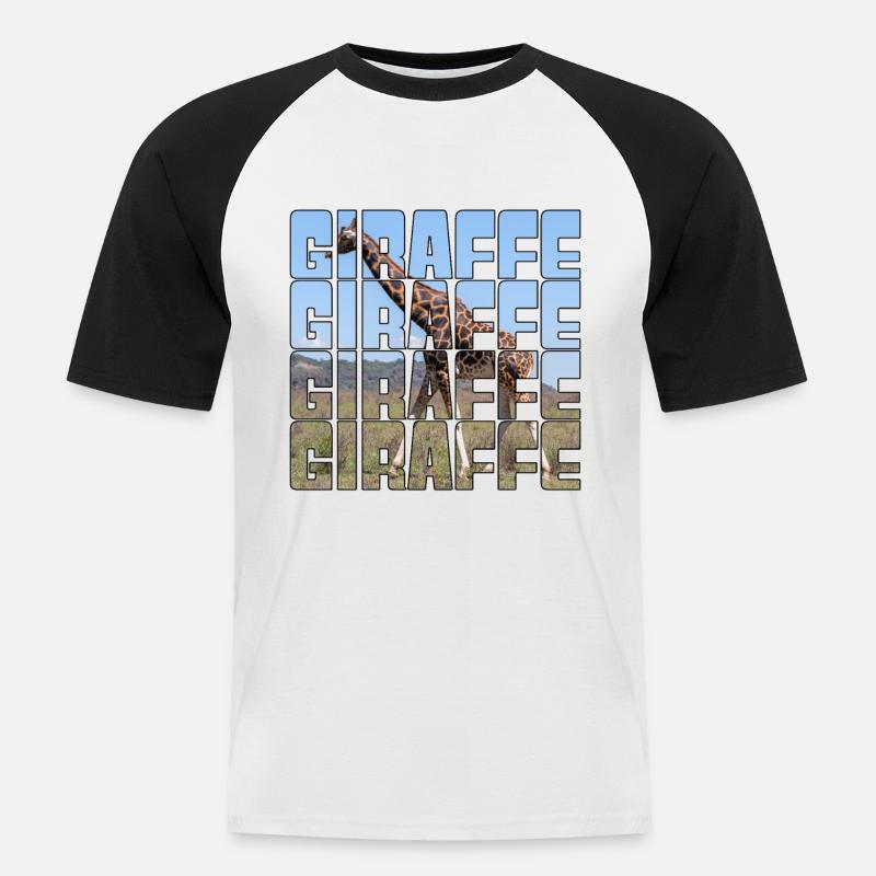Giraffe - Männer Baseball-T-Shirt - Weiß/Schwarz