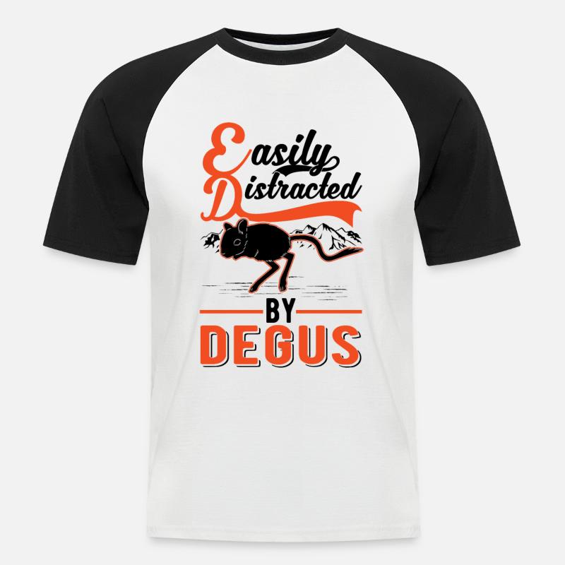 Easily distracted by Degus - Männer Baseball-T-Shirt - Weiß/Schwarz