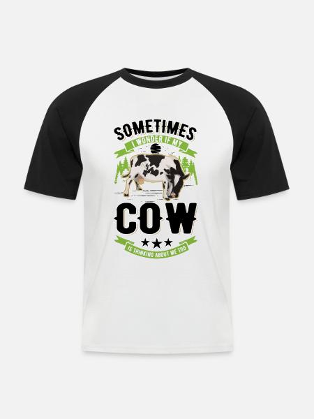 Koe Veehouder Boer Koeien Boer - Mannen baseballshirt korte mouw - wit/zwart
