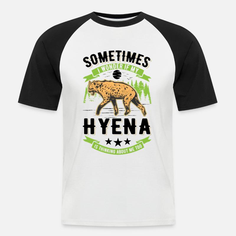 Hyäne Geschenk Erdwolf Hyena - Männer Baseball-T-Shirt - Weiß/Schwarz