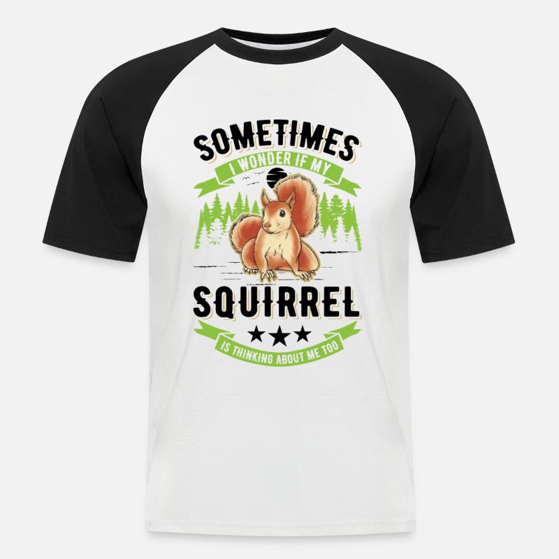 Eichhörnchen Geschenk Grauhörnchen Squirrel - Männer Baseball-T-Shirt - Weiß/Schwarz