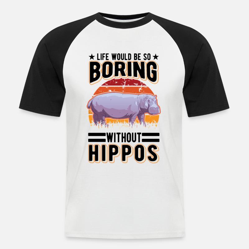 Nilpferd Geschenk Hippo Flusspferd - Männer Baseball-T-Shirt - Weiß/Schwarz