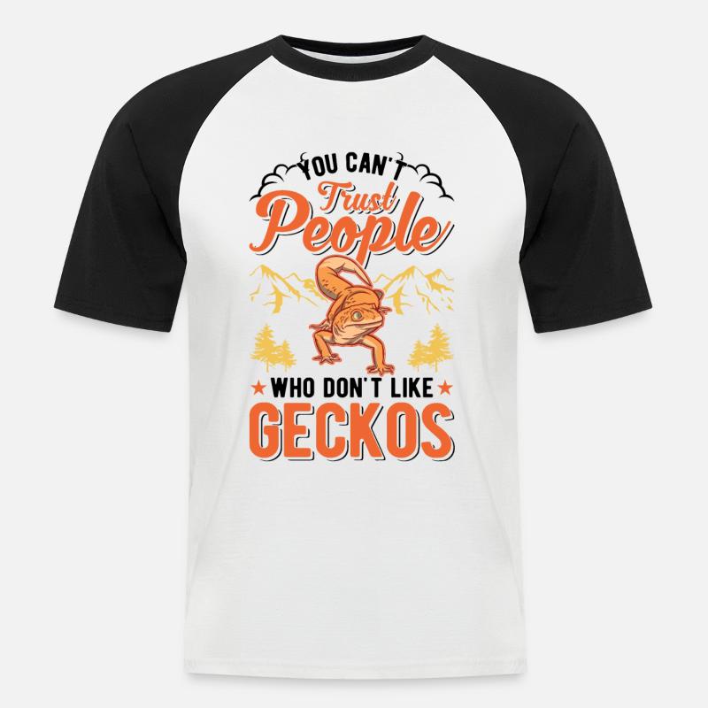 Gecko Geschenk Leopardgecko - Männer Baseball-T-Shirt - Weiß/Schwarz