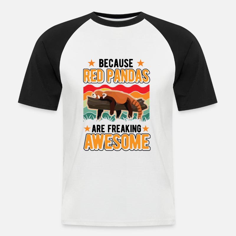 Roter Panda Geschenk Red Panda - Männer Baseball-T-Shirt - Weiß/Schwarz