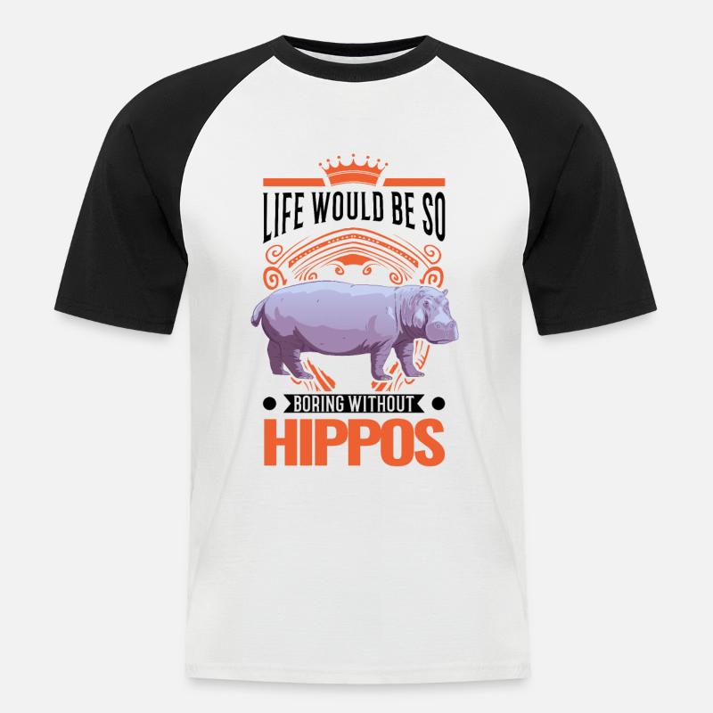 Nilpferd Geschenk Hippo Flusspferd - Männer Baseball-T-Shirt - Weiß/Schwarz