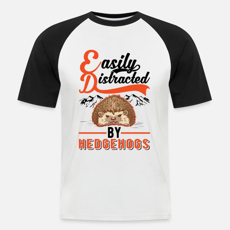 Easily distracted by Hedgehogs Igel - Männer Baseball-T-Shirt - Weiß/Schwarz