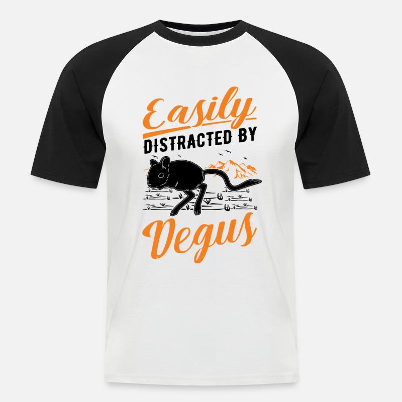Easily distracted by Degus - Männer Baseball-T-Shirt - Weiß/Schwarz