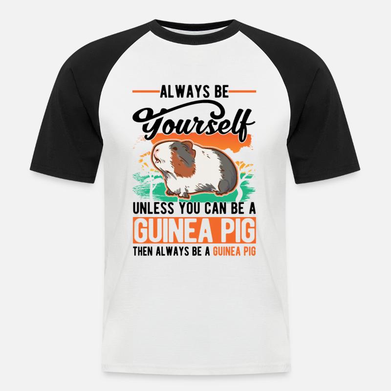 Cochon d’Inde Cadeau Cochon d’Inde - T-shirt baseball manches courtes Homme - blanc/noir