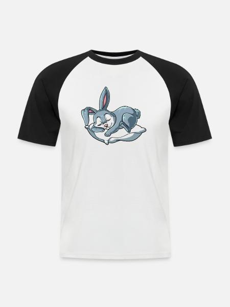 Offizielles Schlafshirt Hase - Männer Baseball-T-Shirt - Weiß/Schwarz