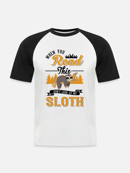 Faultier Geschenk Sloth - Männer Baseball-T-Shirt - Weiß/Schwarz