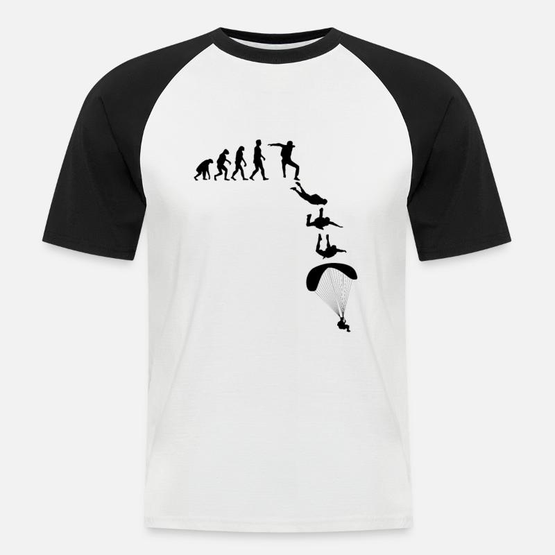 Evolution Graphic Paragliding Paraglider Skydiver - Männer Baseball-T-Shirt - Weiß/Schwarz