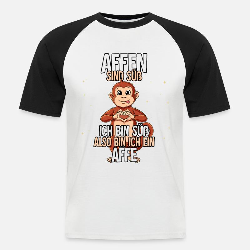 Affen Sind Süß Affe - Männer Baseball-T-Shirt - Weiß/Schwarz