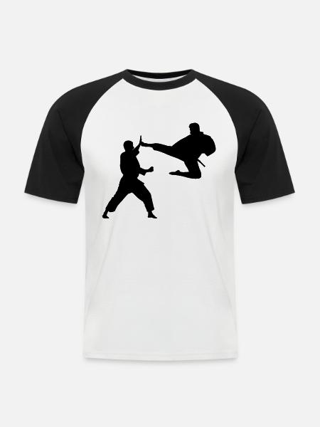 Karate MMA - Männer Baseball-T-Shirt - Weiß/Schwarz