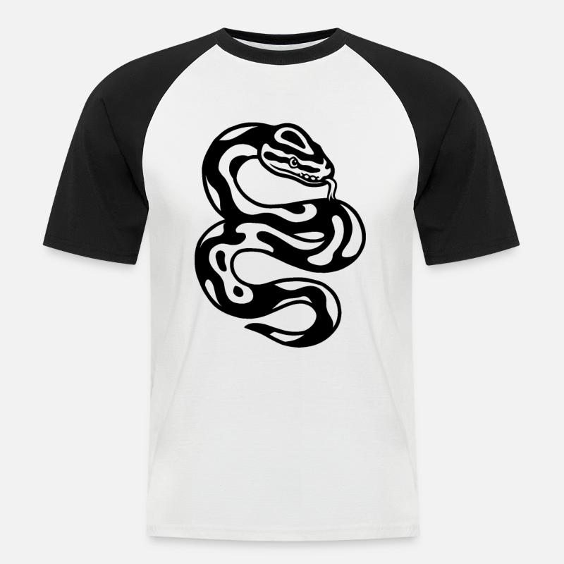 Serpent python puffer - T-shirt baseball manches courtes Homme - blanc/noir