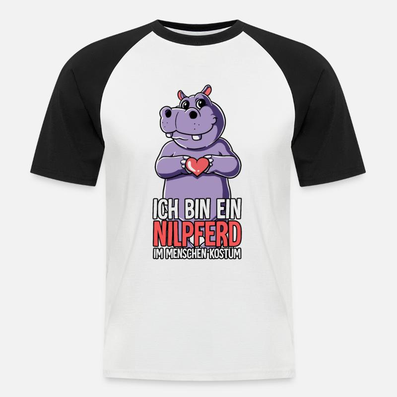 Ich Bin Ein Nilpferd - Männer Baseball-T-Shirt - Weiß/Schwarz