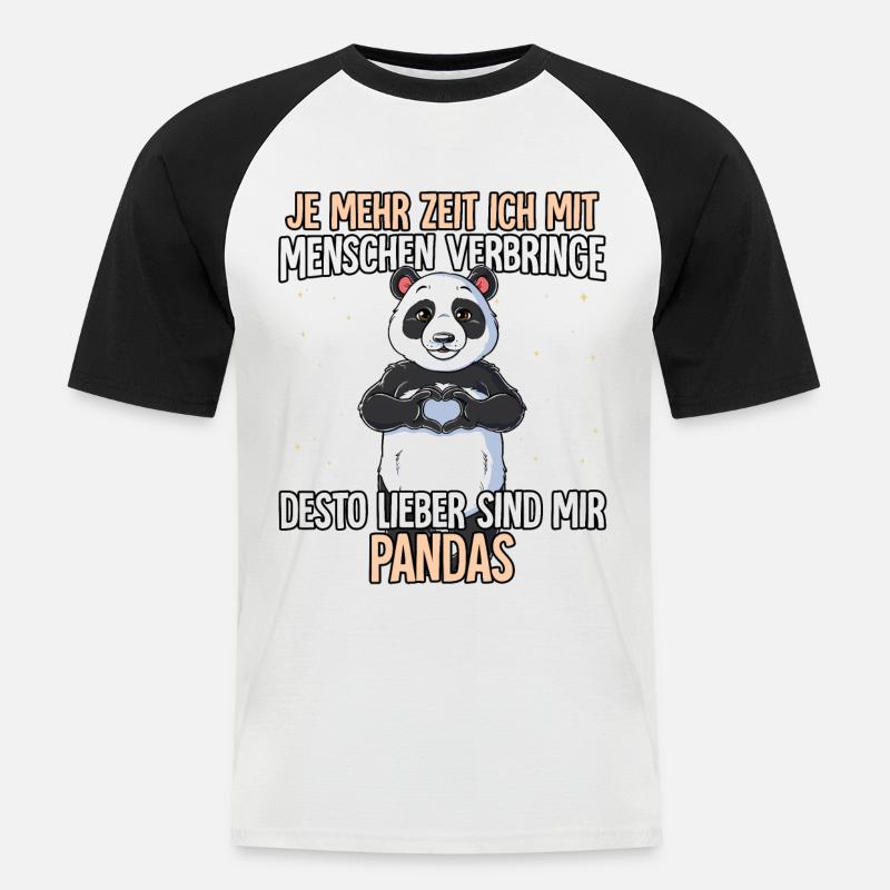 Panda - Männer Baseball-T-Shirt - Weiß/Schwarz