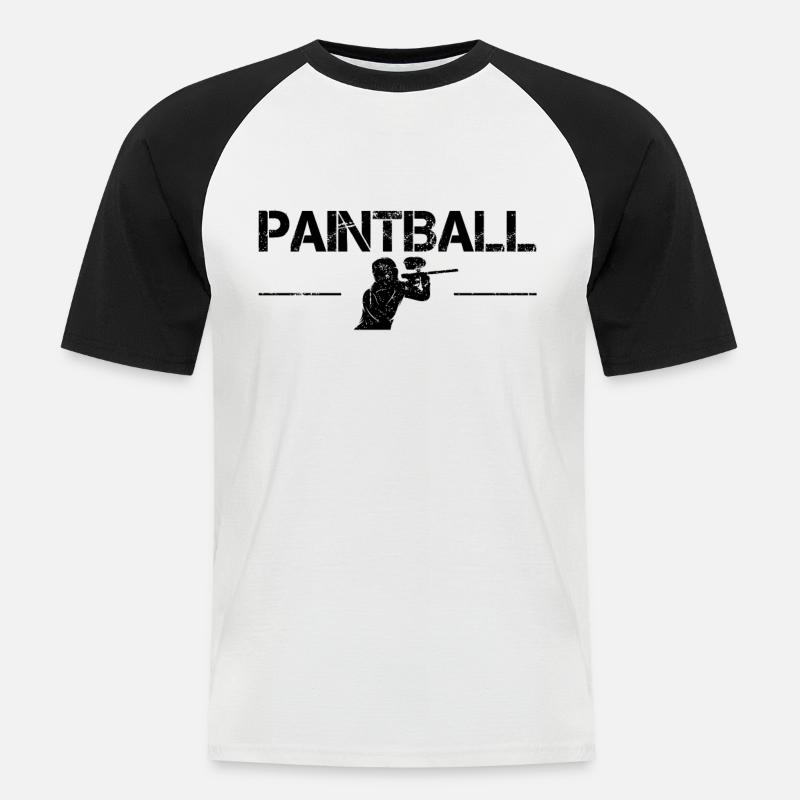 Paintball - Männer Baseball-T-Shirt - Weiß/Schwarz
