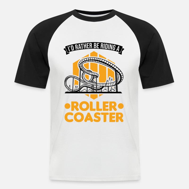Achterbahn Achterbahnfahrt Vergnügungspark - Männer Baseball-T-Shirt - Weiß/Schwarz