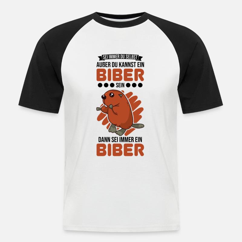 Biber Geschenk Biberdamm - Männer Baseball-T-Shirt - Weiß/Schwarz