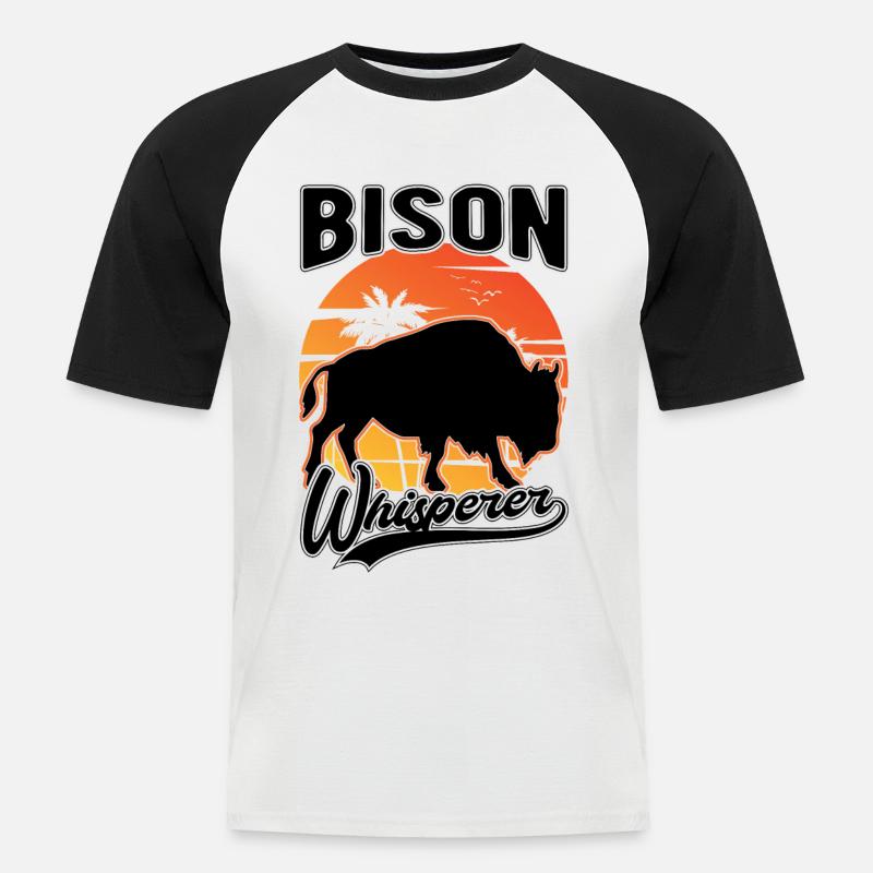 Büffelflüsterer Büffel Flüsterer Wasserbüffel - Männer Baseball-T-Shirt - Weiß/Schwarz
