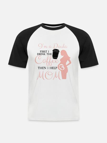 Sono un'ostetrica doula - Maglia da baseball a manica corta da uomo - bianco/nero