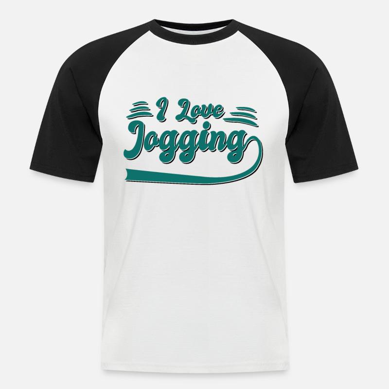 Ich liebe Joggen - Männer Baseball-T-Shirt - Weiß/Schwarz