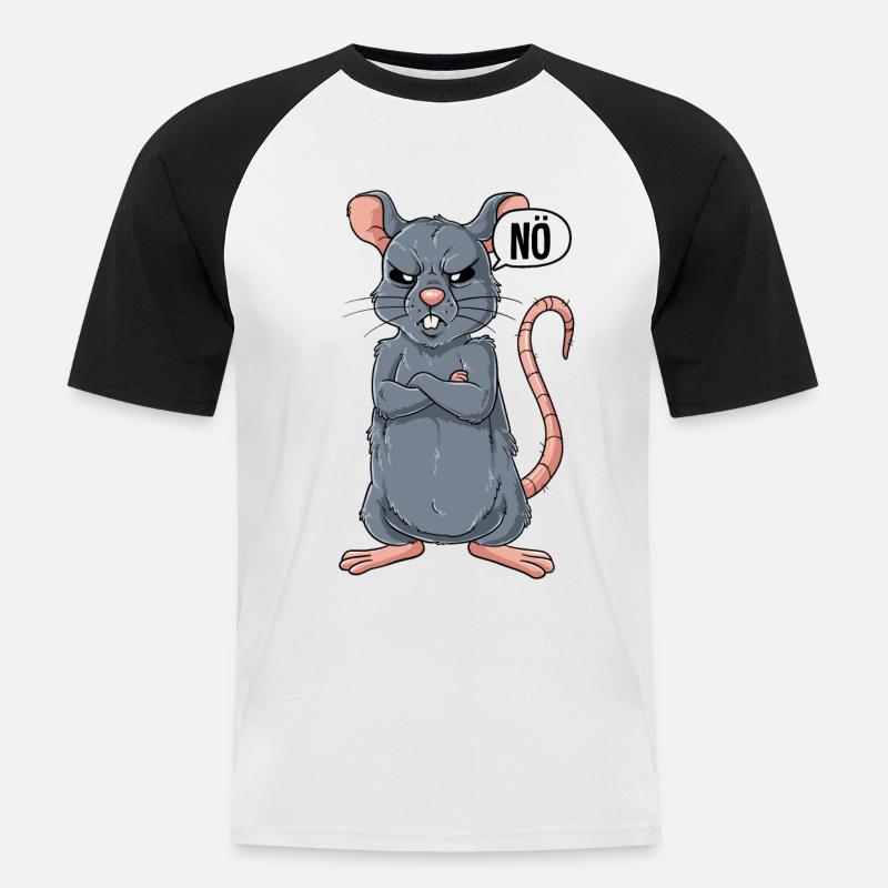 Ratte Nö - Männer Baseball-T-Shirt - Weiß/Schwarz