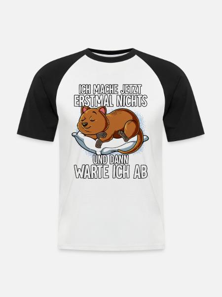 Langschläfer Quokka Müde Schlaf - Männer Baseball-T-Shirt - Weiß/Schwarz
