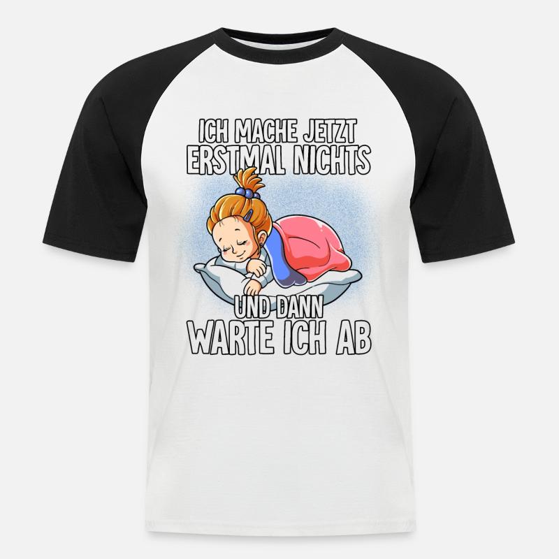Langschläfer Mädchen Müde Schlaf - Männer Baseball-T-Shirt - Weiß/Schwarz