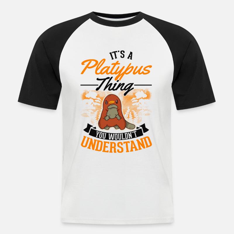 Schnabeltier Geschenk Platypus - Männer Baseball-T-Shirt - Weiß/Schwarz