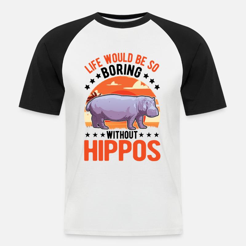 Nilpferd Geschenk Hippo Flusspferd - Männer Baseball-T-Shirt - Weiß/Schwarz