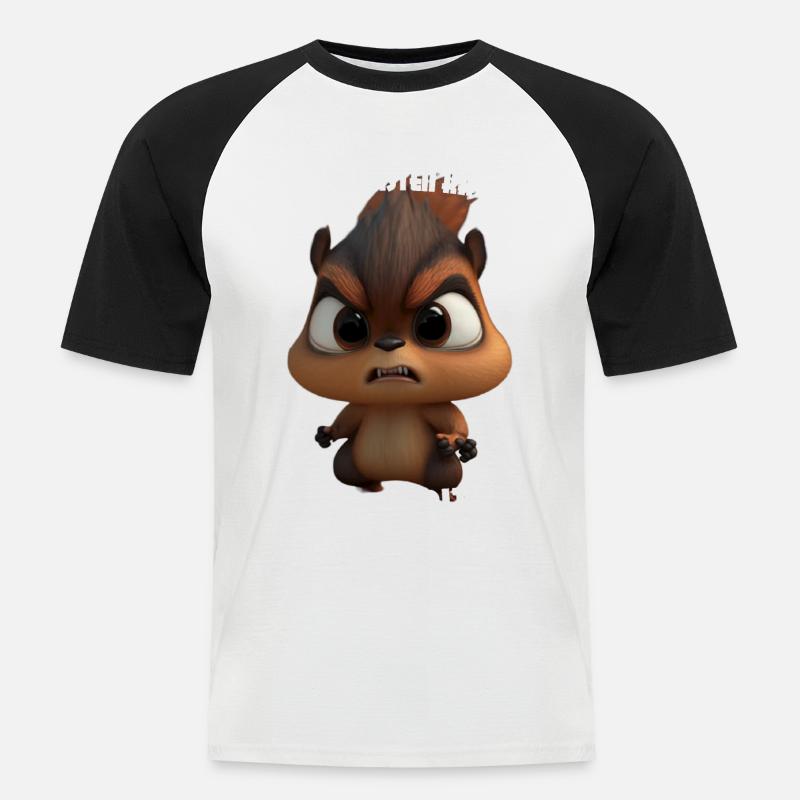 süßes Eichhörnchen mit Spruch Kaffee - Männer Baseball-T-Shirt - Weiß/Schwarz