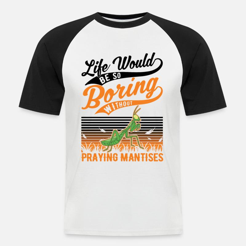 Gottesanbeterin Geschenk Mantis Fangschrecke - Männer Baseball-T-Shirt - Weiß/Schwarz